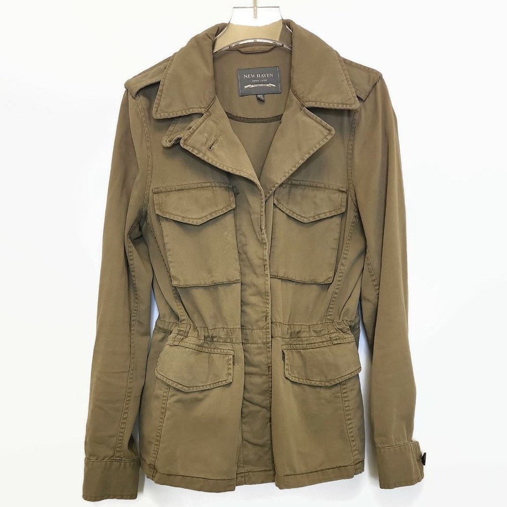 New Haven Supply Chino Jacket XS Tan Twill Cargo Pockets Cinch Waist
